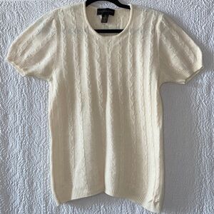 Classiques Entier Lambswool Angora Rabbit Hair Cable Knit Short Sleeve Sweater